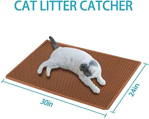kaxionage Cat Litter Mat, 30 X 24Kitty Litter Mat, Honeycomb Double Layer  Trapping Litter Mat Design,Waterproof Urine Proof Cat Mat,Easy Clean  Scatter Control (Brown)
